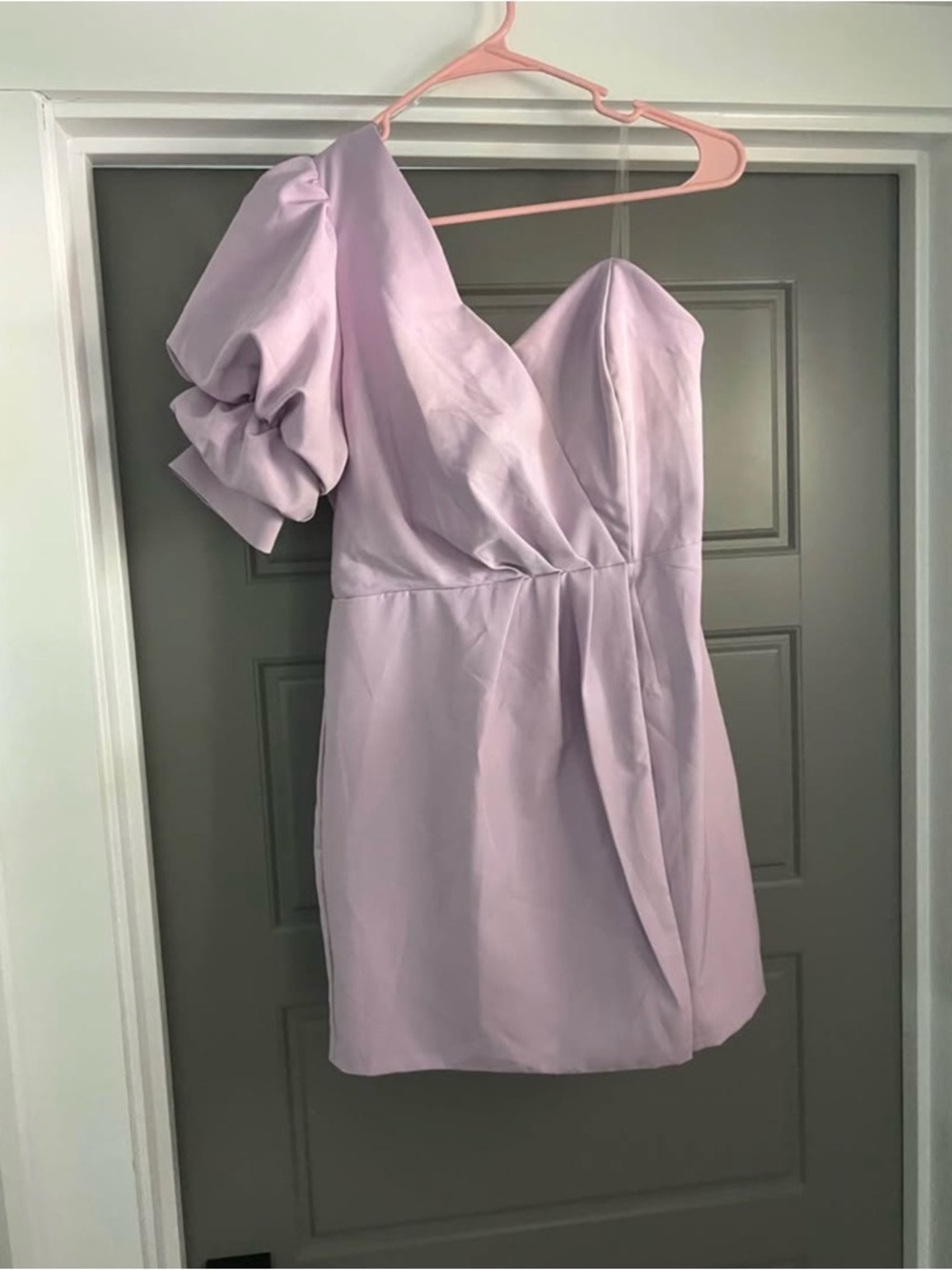 DO+BE Lilac One-Shoulder Mini Dress with Puff Sleeve